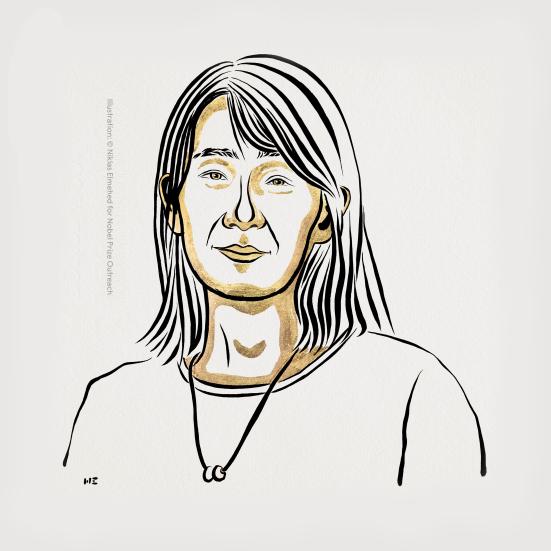 Illustration af Han Kang illustreret af Niklas Elmehed for Nobel Prize Outreach