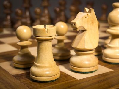 Skakbrikker af træ.